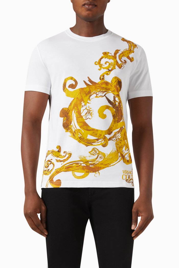 

Panel Baroque T-shirt in Cotton, White