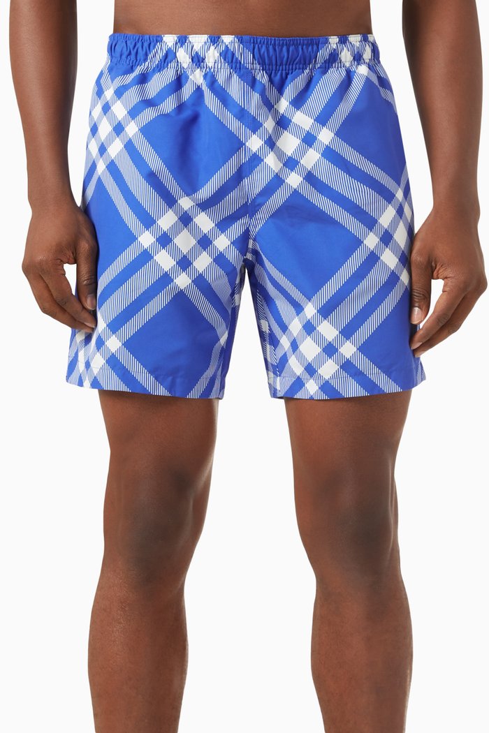 

Check Print Swim Shorts, Blue