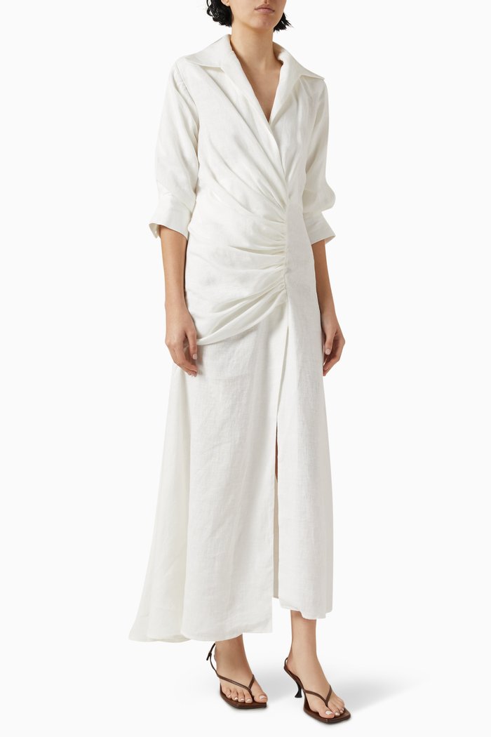 

Lydia Maxi Dress in Linen, Neutral
