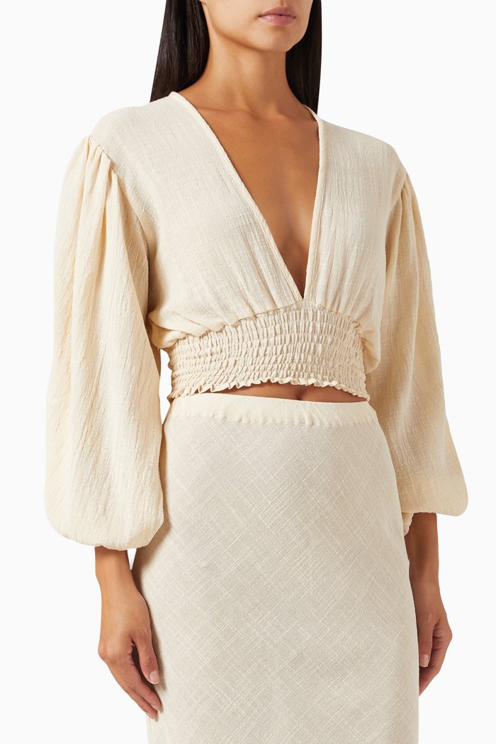 Nava Crop Top in Cotton, White