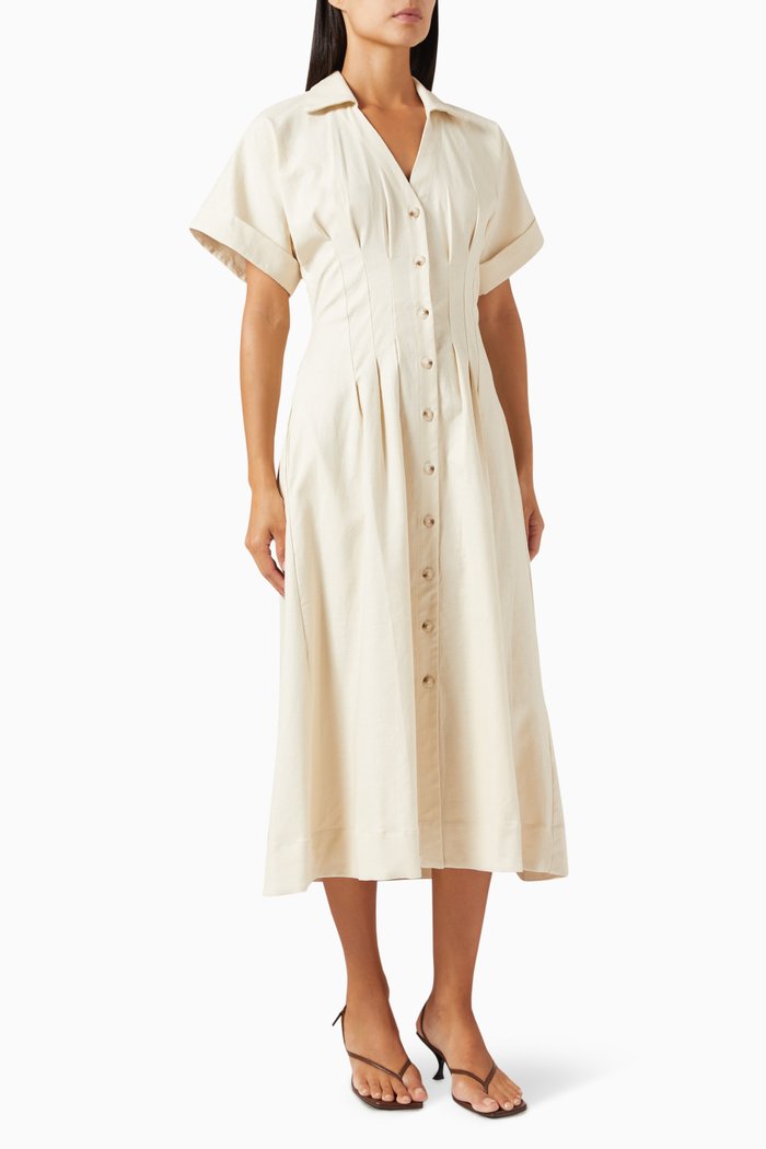 

Freya Shirt Midi Dress in Cotton, White