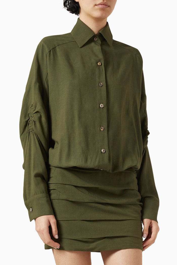 

Vivie Mini Shirt Dress in Viscose-blend, Green