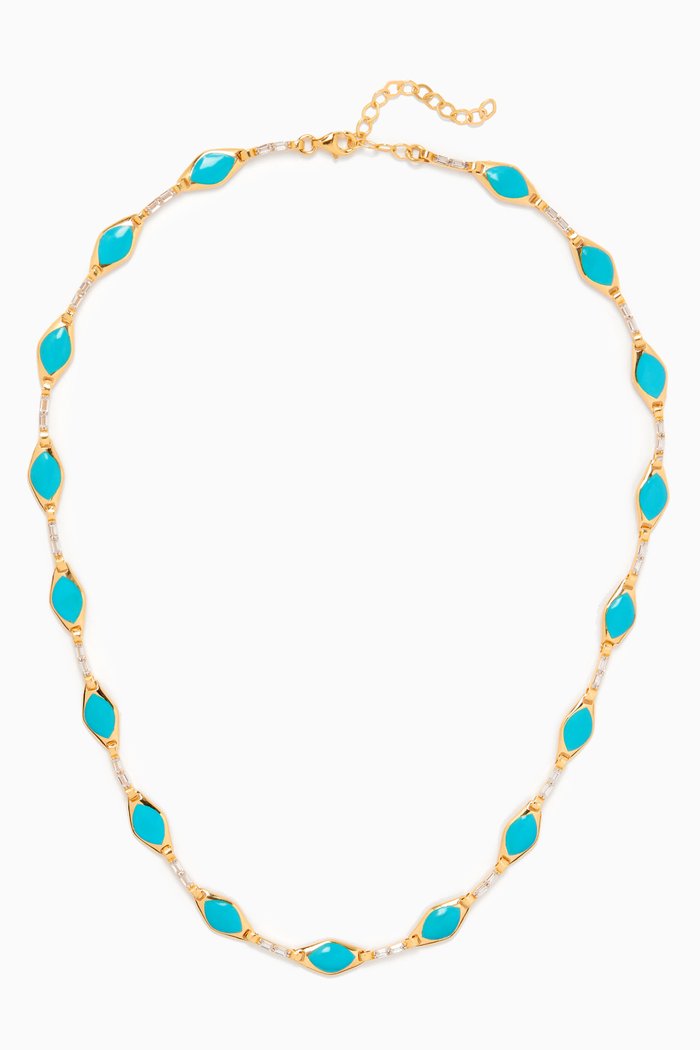 

Choker Enamel Necklace in 24kt Gold-plated Sterling Silver, Blue