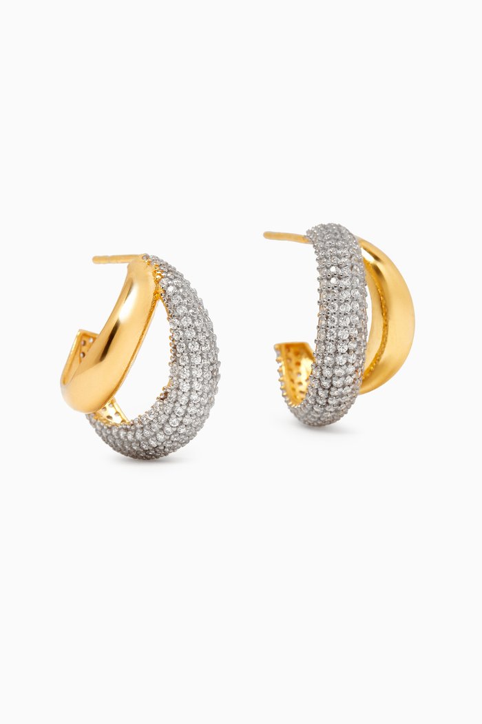 

Crystal Hoop Earrings in 24kt Gold-plated Sterling Silver