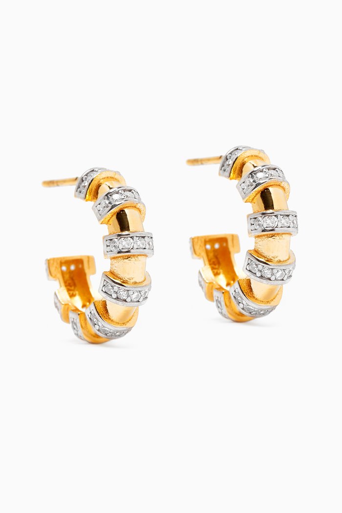 

Crystal Hoop Earrings in 24kt Gold-plated Sterling Silver