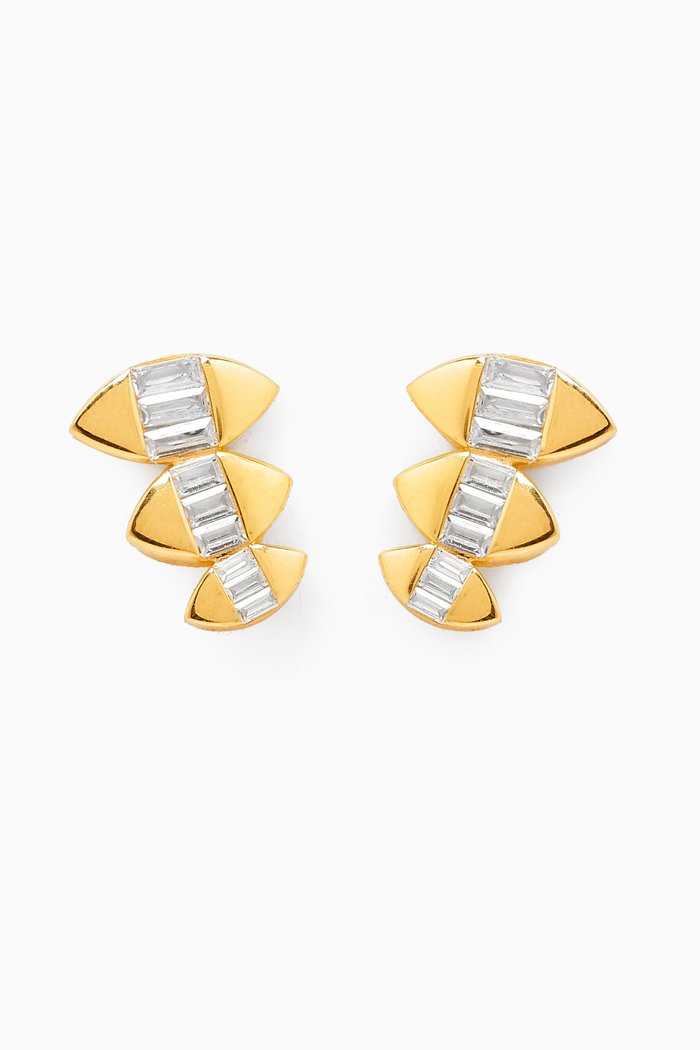

Baguette Crystal Stud Earrings in 24kt Gold-plated Sterling Silver