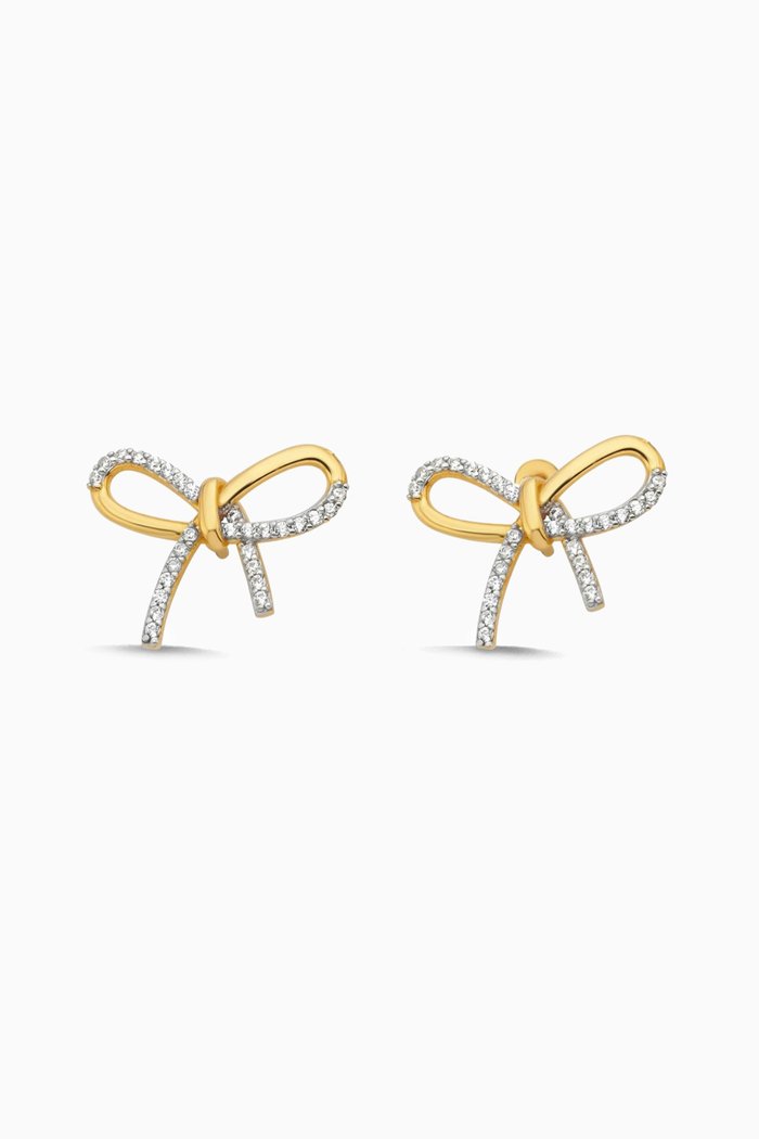 

Bow Crystal Stud Earrings in 24kt Gold-plated Sterling Silver