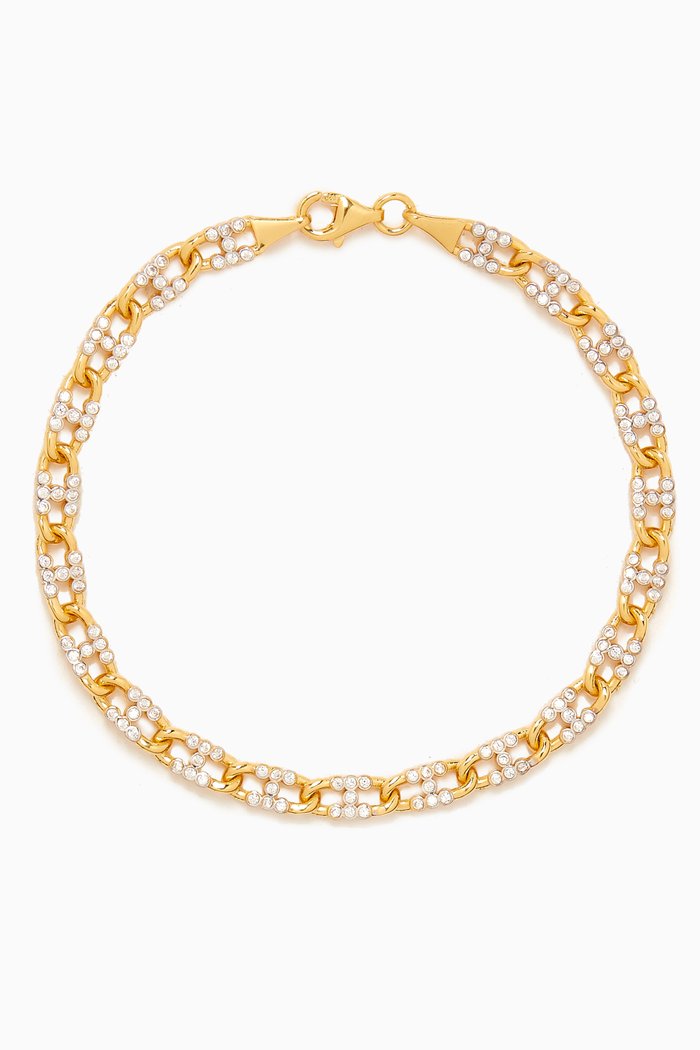 

Crystal Chain Bracelet in 24kt Gold-plated Sterling Silver