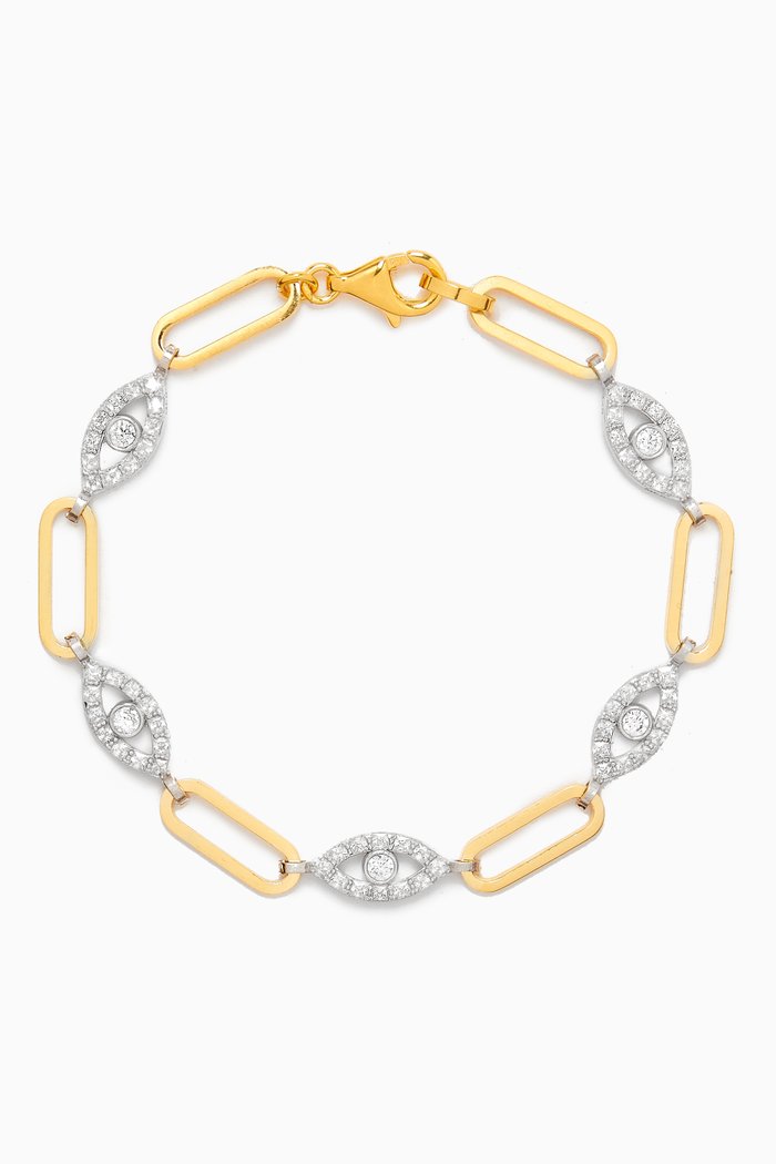 

Evil Eye Chain Bracelet in 24kt Gold-plated Sterling Silver