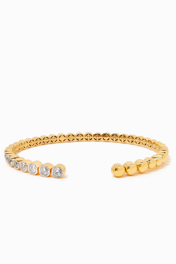 Open Band Crystal Bracelet in 24kt Gold-plated Sterling Silver