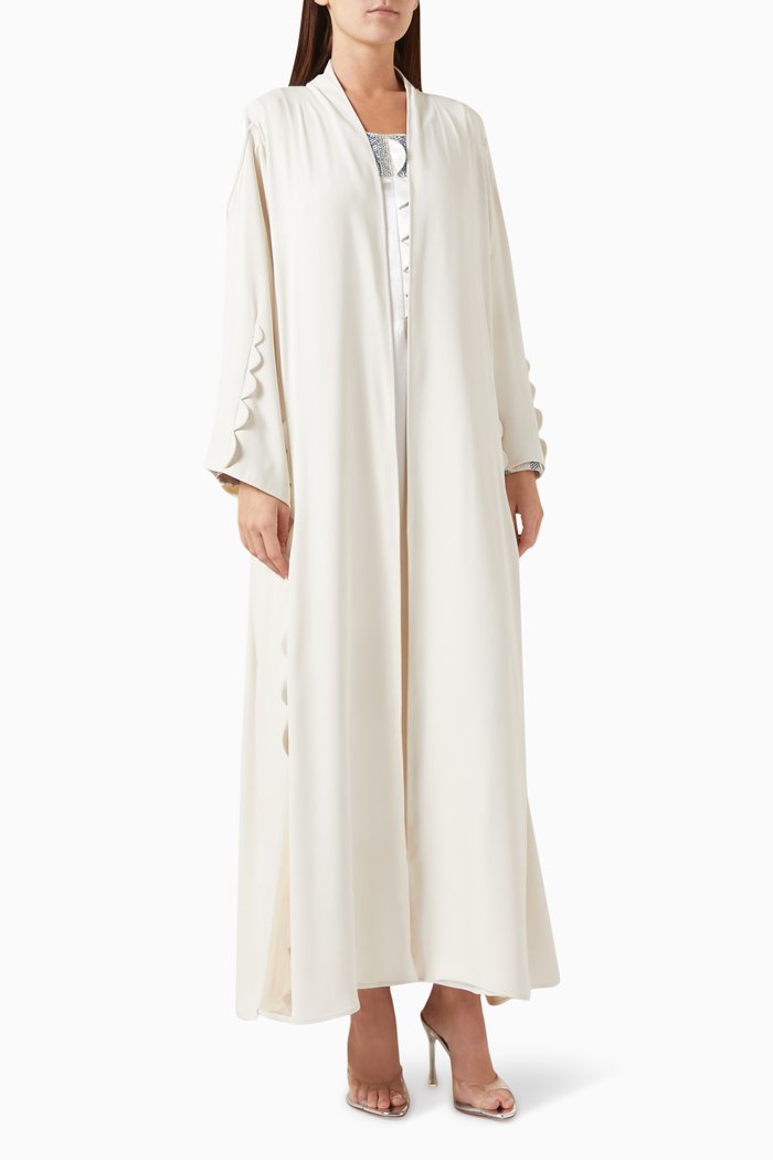 

Scallop Trim Abaya, Neutral