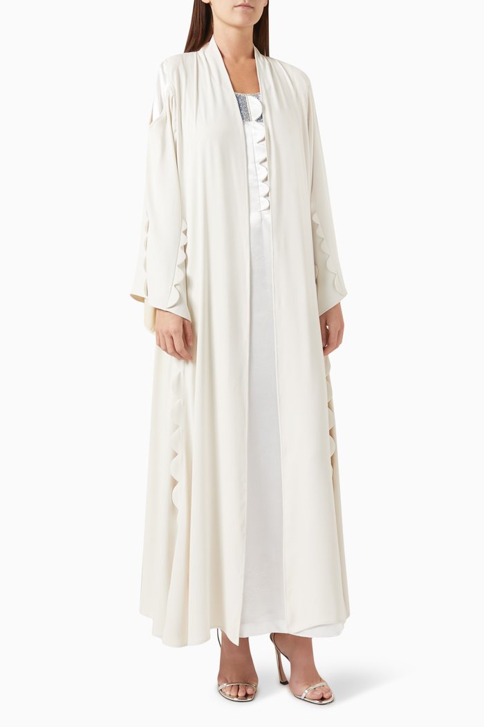 

Scallop Trim Abaya, Neutral