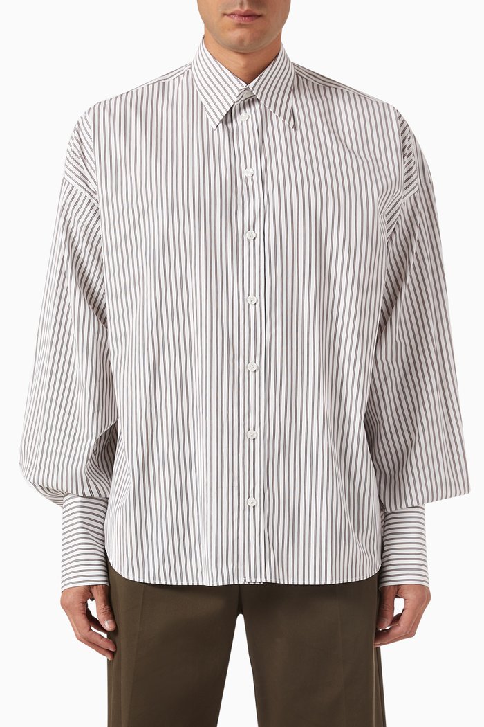 

Super-oversized Striped Shirt in Cotton Poplin, White