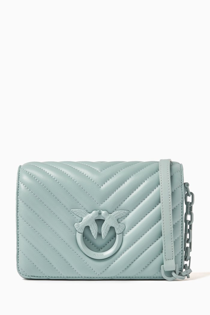 

Mini Love Chevron-quilted Shoulder Bag in Leather, Grey