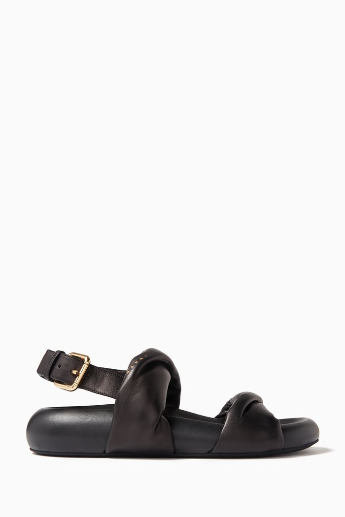 

Bubble Twisted Sandals in Calf Leather, Black