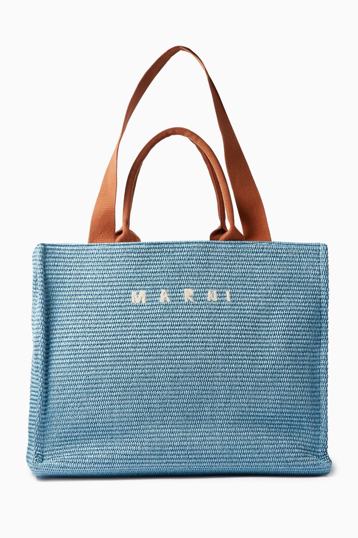 

Logo-embroidered Tote Bag in Raffia, Neutral