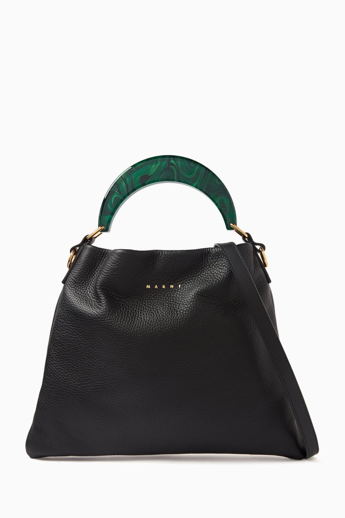 

Small Venice Hobo Bag in Leather, Green