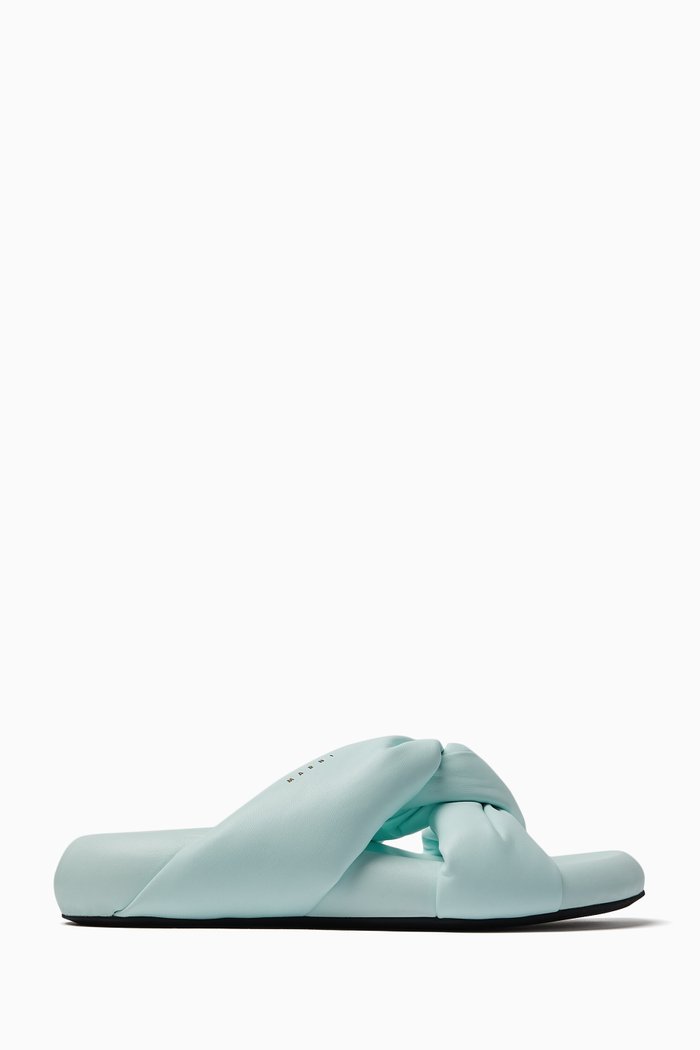 

Twisted Slip-on Sandals in Leather, Blue