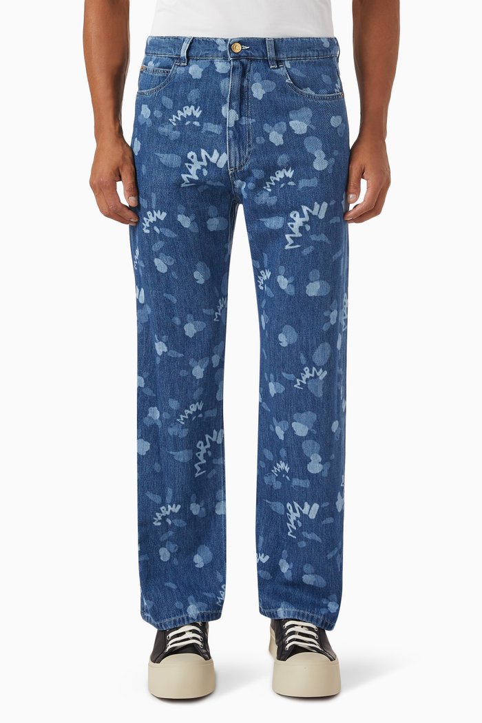 

Logo-print Jeans in Cotton-denim, Blue