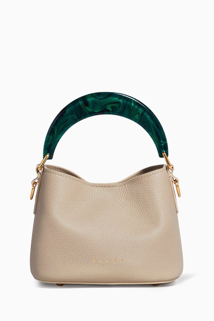 

Mini Venice Bucket Bag in Leather, Green