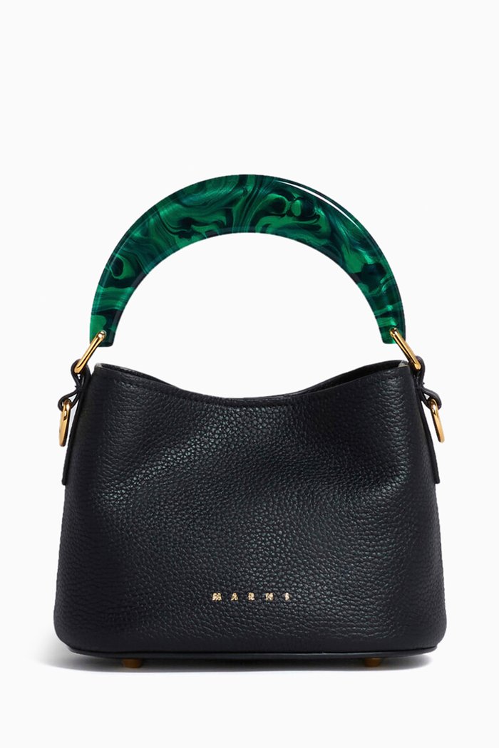 

Mini Venice Bucket Bag in Leather, Green