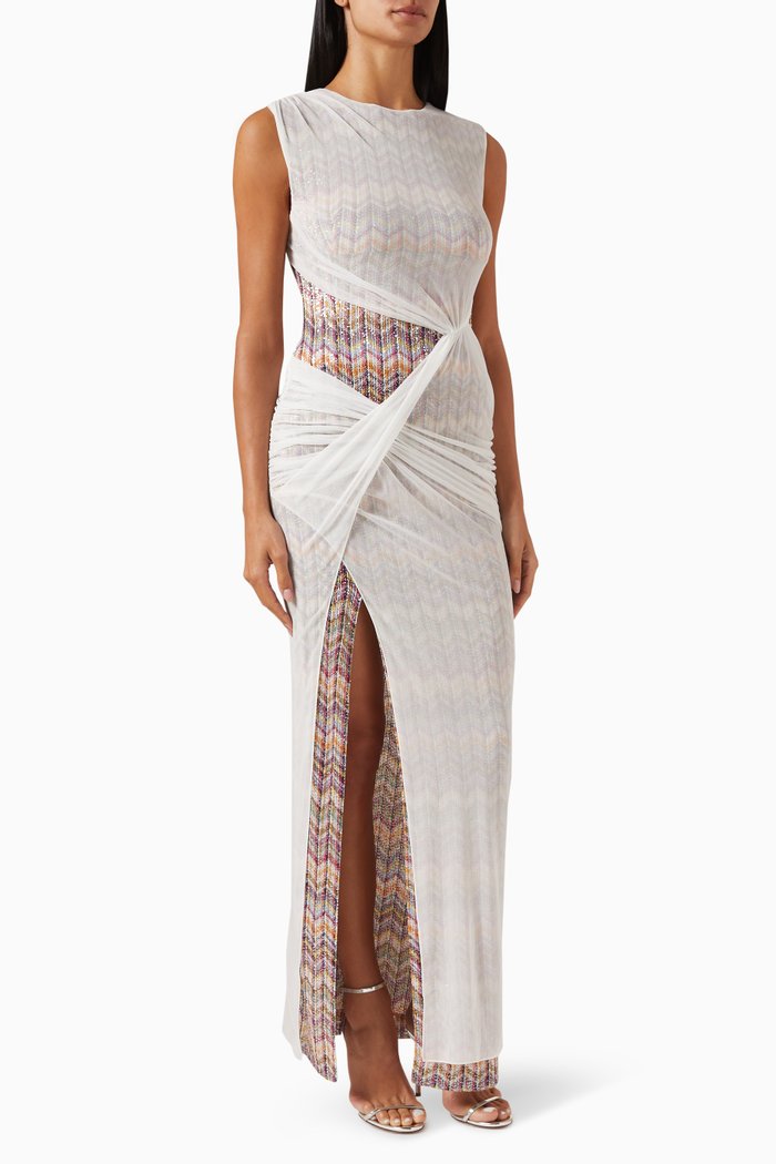

Zigzag Sequin-embellished Maxi Dress, Multicolour
