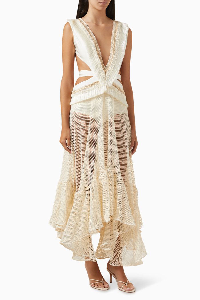 

Camilla Netted Beach Dress in Cotton Blend, Neutral