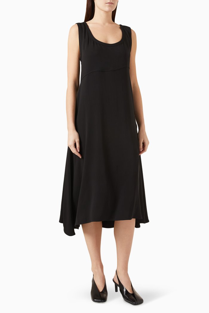 

Scoop-neck Midi Dress, Black