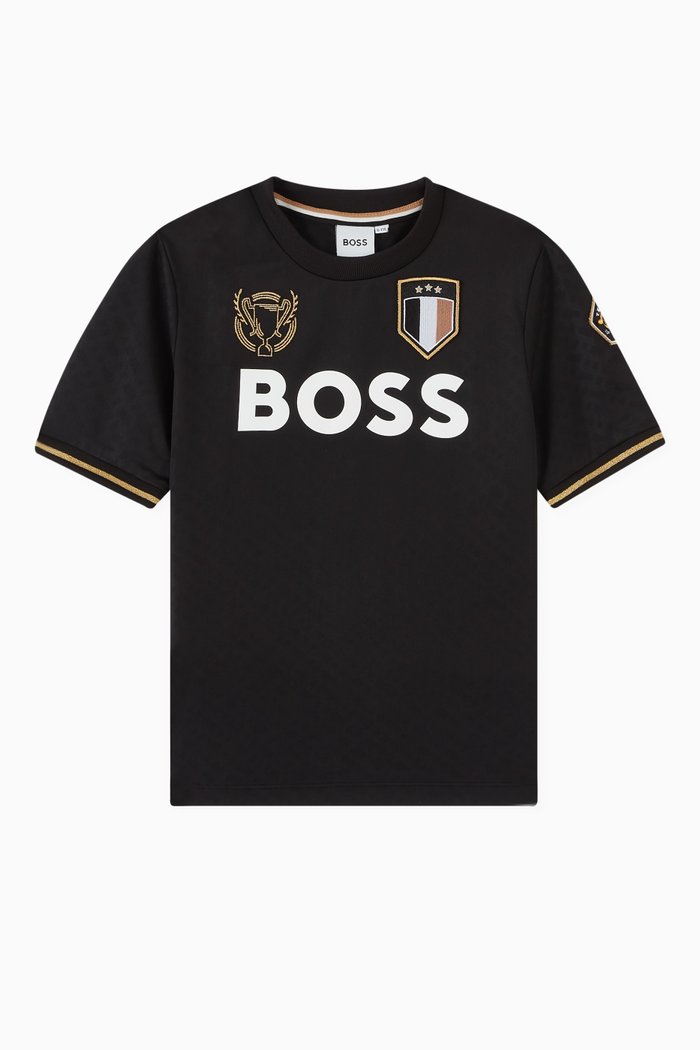 

Logo Football T-shirt in Jersey, Black