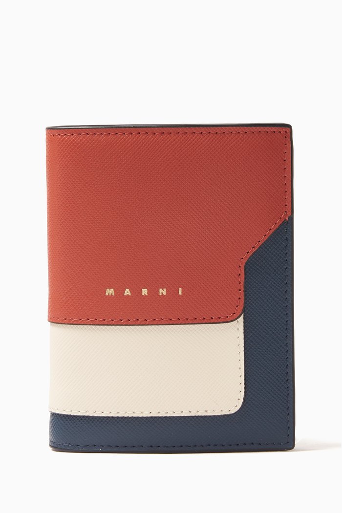 

Bi-fold Wallet in Saffiano Leather, Blue
