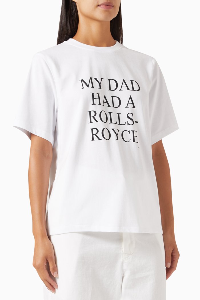 

'My Dad Had A Rolls-Royce' Slogan T-shirt in Organic Cotton, White