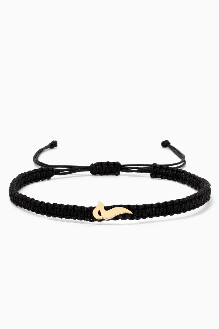 Letter "Meem" Fabric Bracelet in 18kt Gold, Yellow