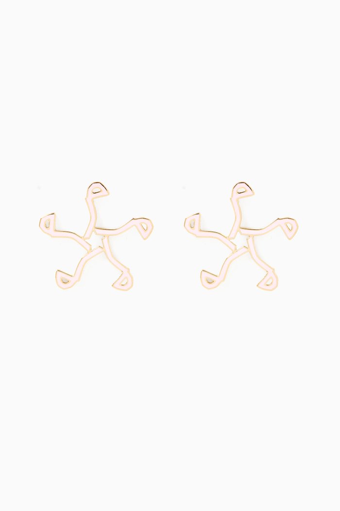 

Letter “Meem” Enamel Earrings in 18kt Gold, Yellow
