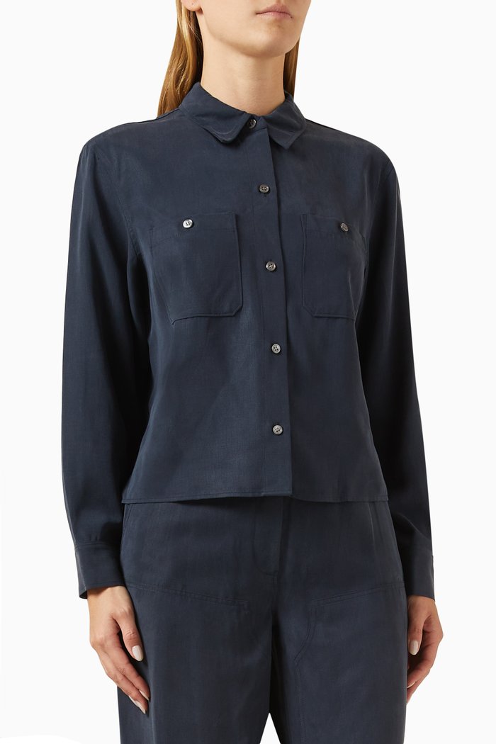

Patch Pocket Shirt in Fluid Twill, Blue
