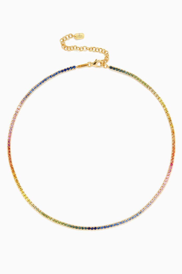 Rainbow Sapphire Tennis Choker in 18kt Gold, Multicolour