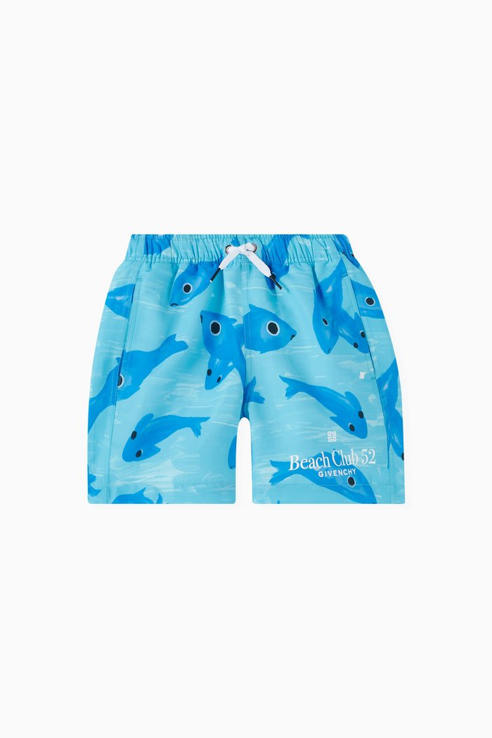 

Logo Print Swim Shorts, Blue