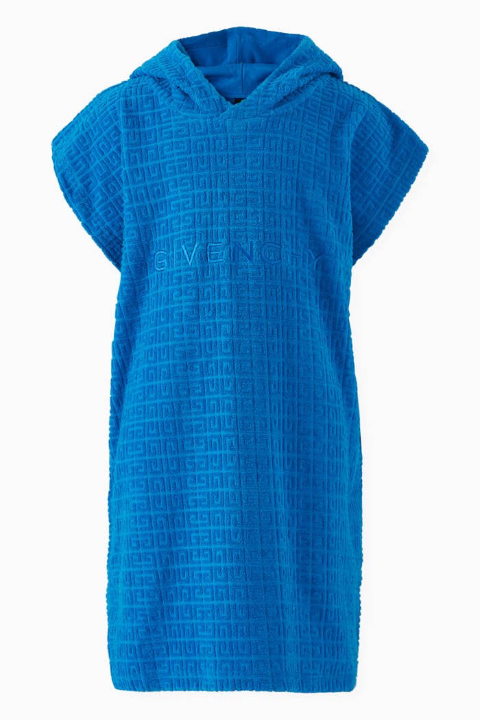 

4G Logo Embroidered Poncho in Cotton, Blue