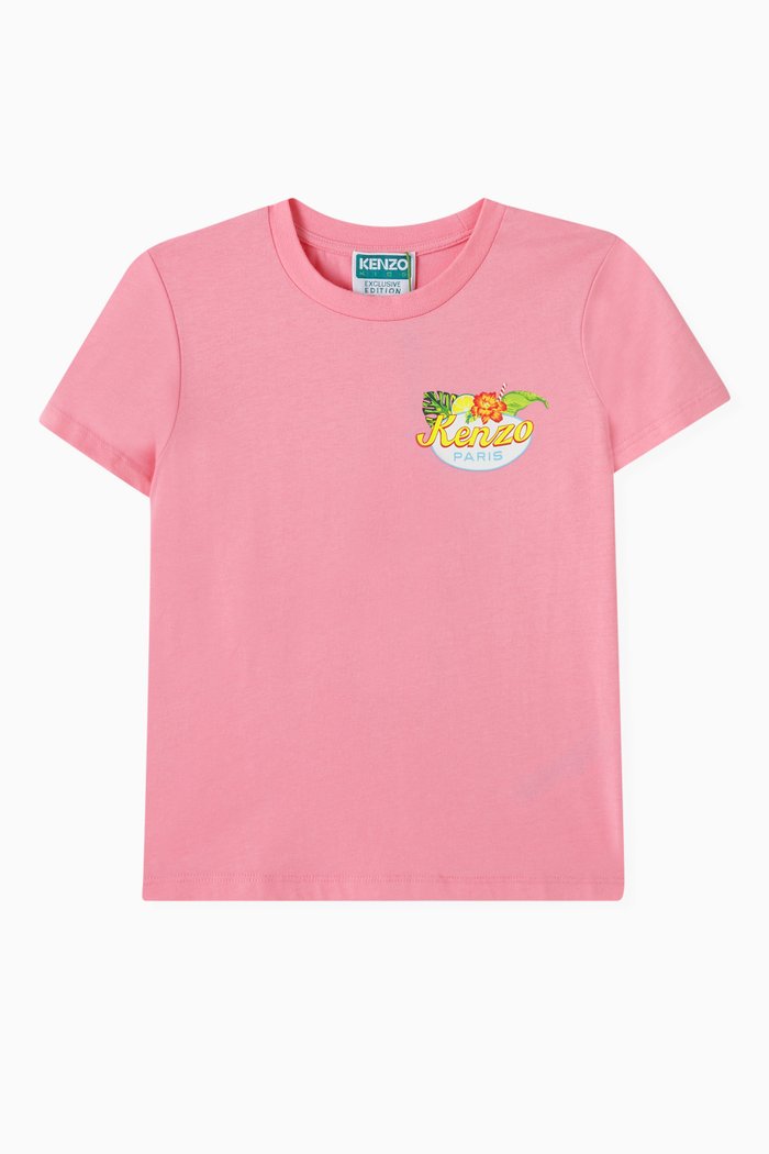 

Logo Print T-shirt in Organic Cotton, Pink
