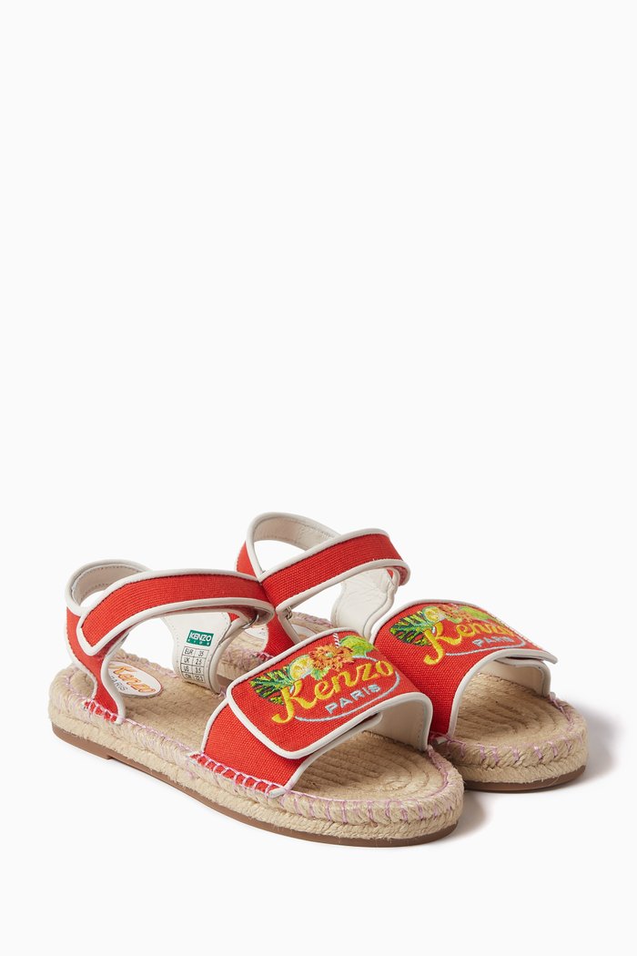 

Graphic Logo Sandals in Canvas & Jute, Orange