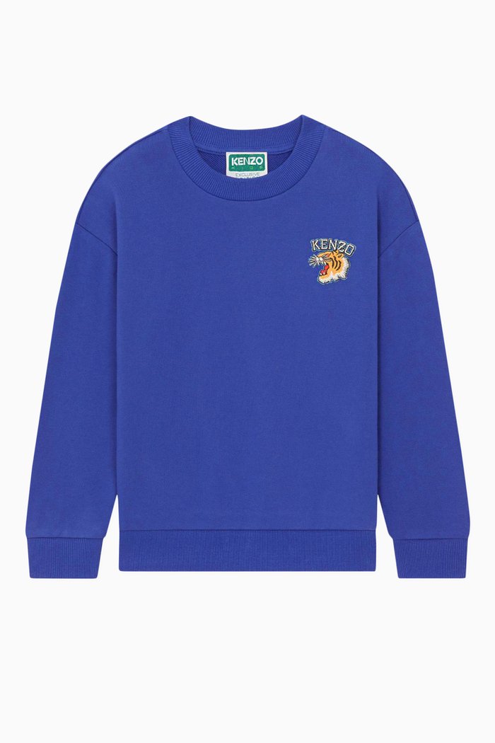 

Tiger Logo Sweatshirt in Cotton Jersey, Blue