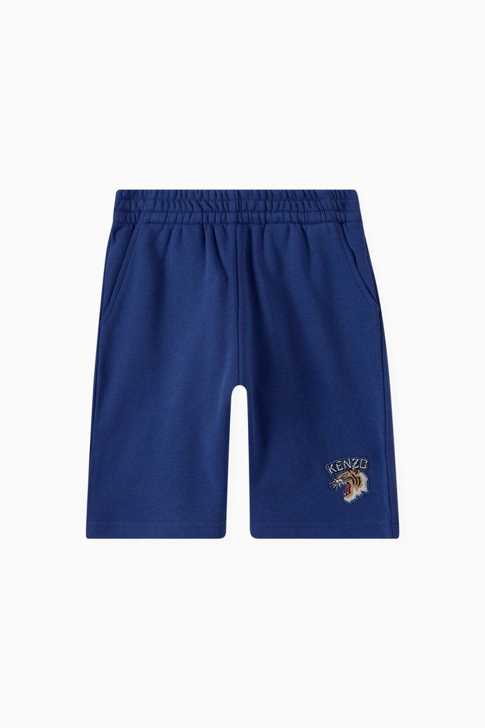 

Tiger Head Bermuda Shorts in Cotton, Blue