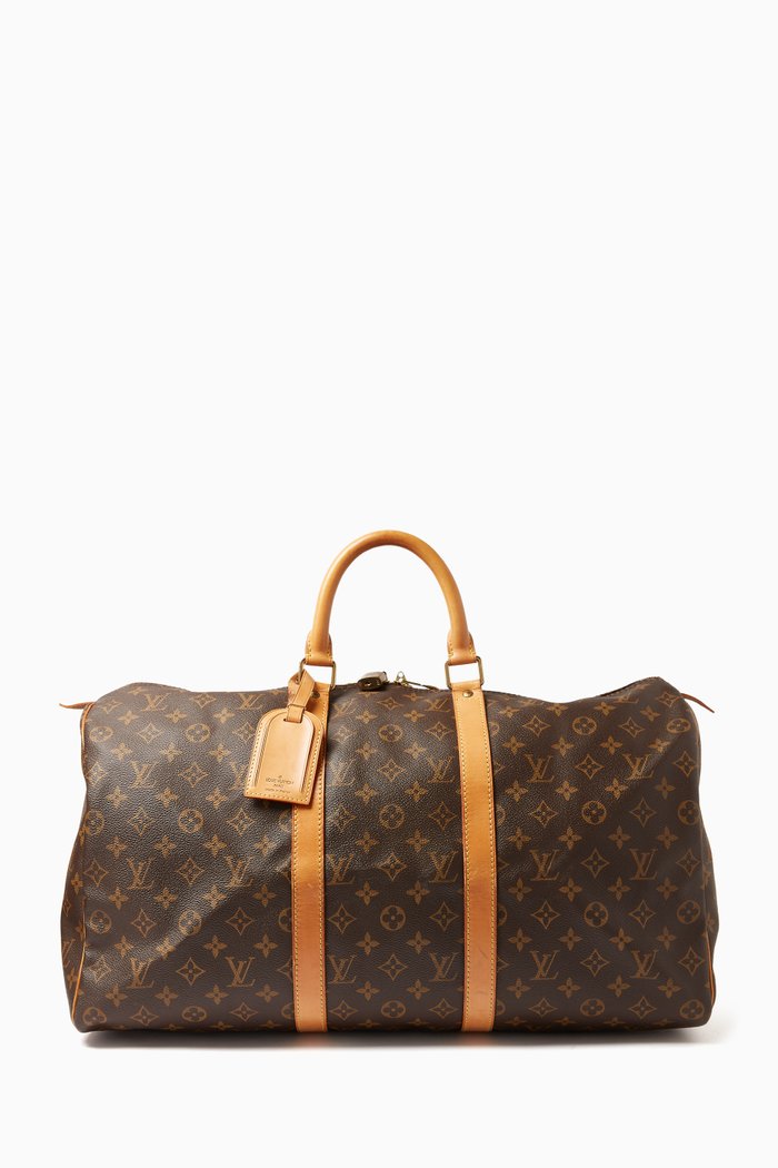 

Keepall 50 Monogram Bag in Coated Canvas, Brown