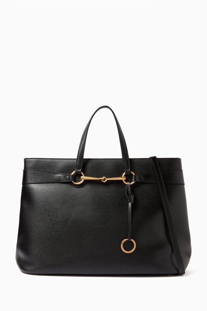 

Bright Bit Top-handle Tote Bag in Leather, Black