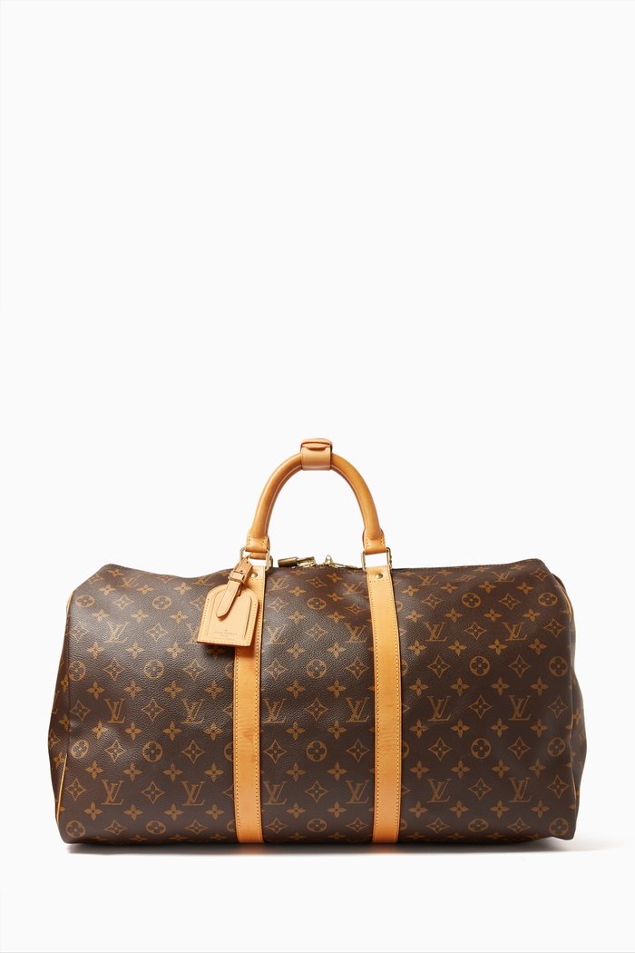 

Keepall 50 Monogram Bag in Coated Canvas, Brown