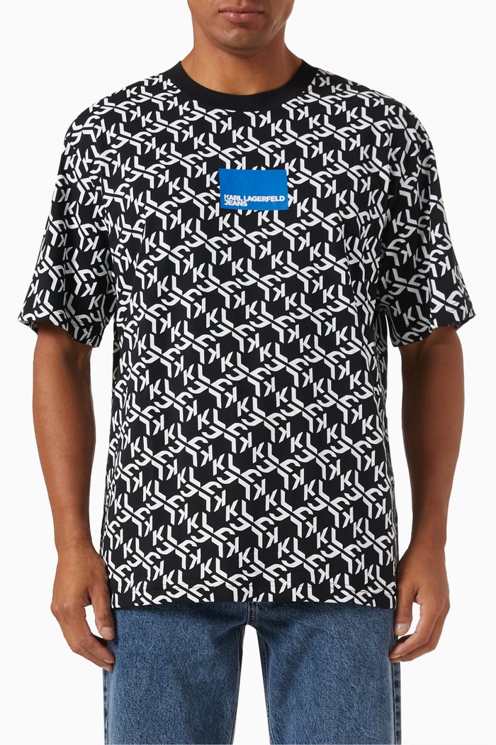 

KLJ Monogram T-shirt in Organic Cotton, Black