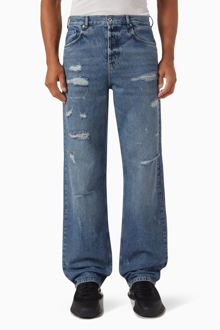 

Distressed Baggy Jeans in Denim, Blue