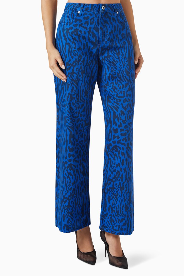 Animal-print Pants in Denim, Blue