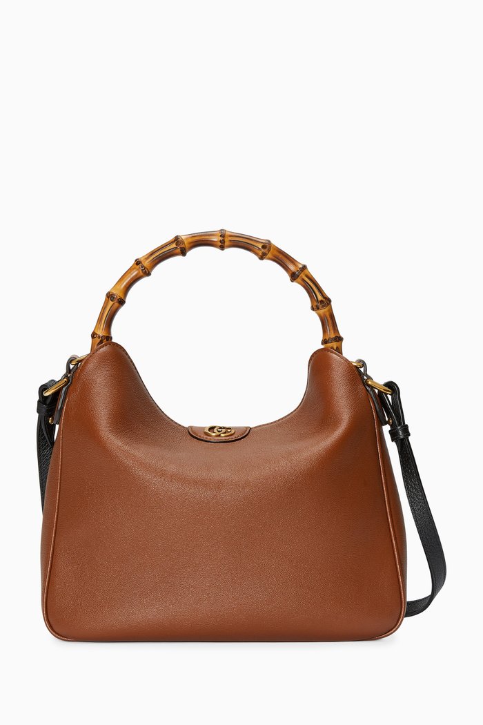 

Medium Diana Shoulder Bag in Leather, Brown