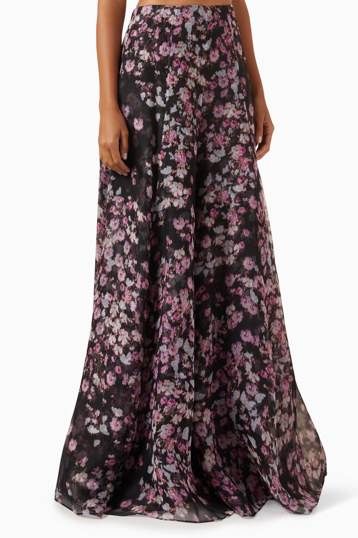 

Floral-print Palazzo Pants in Silk-organza, Multicolour