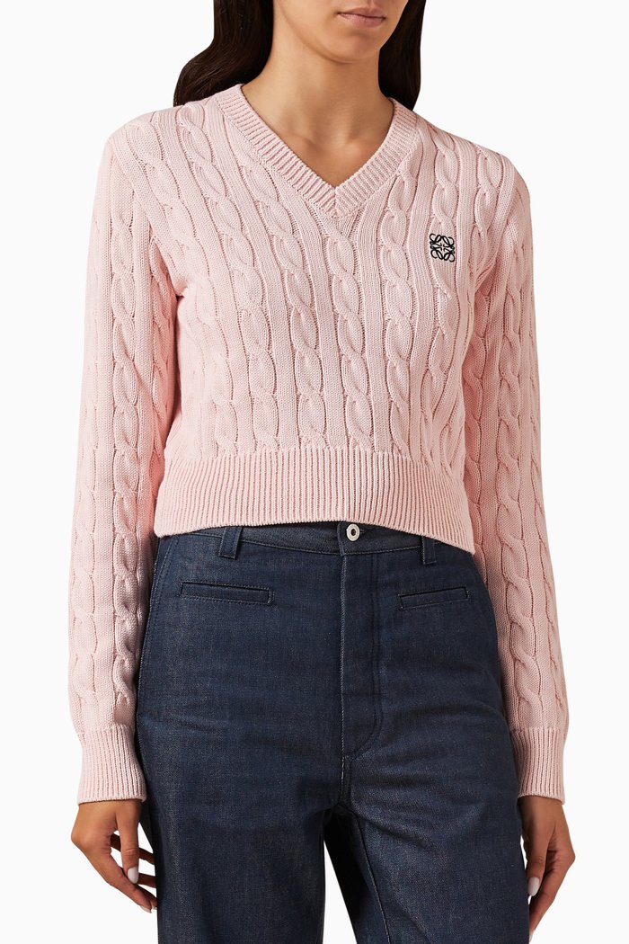 

Anagram Embroidered Sweater in Knit, Pink
